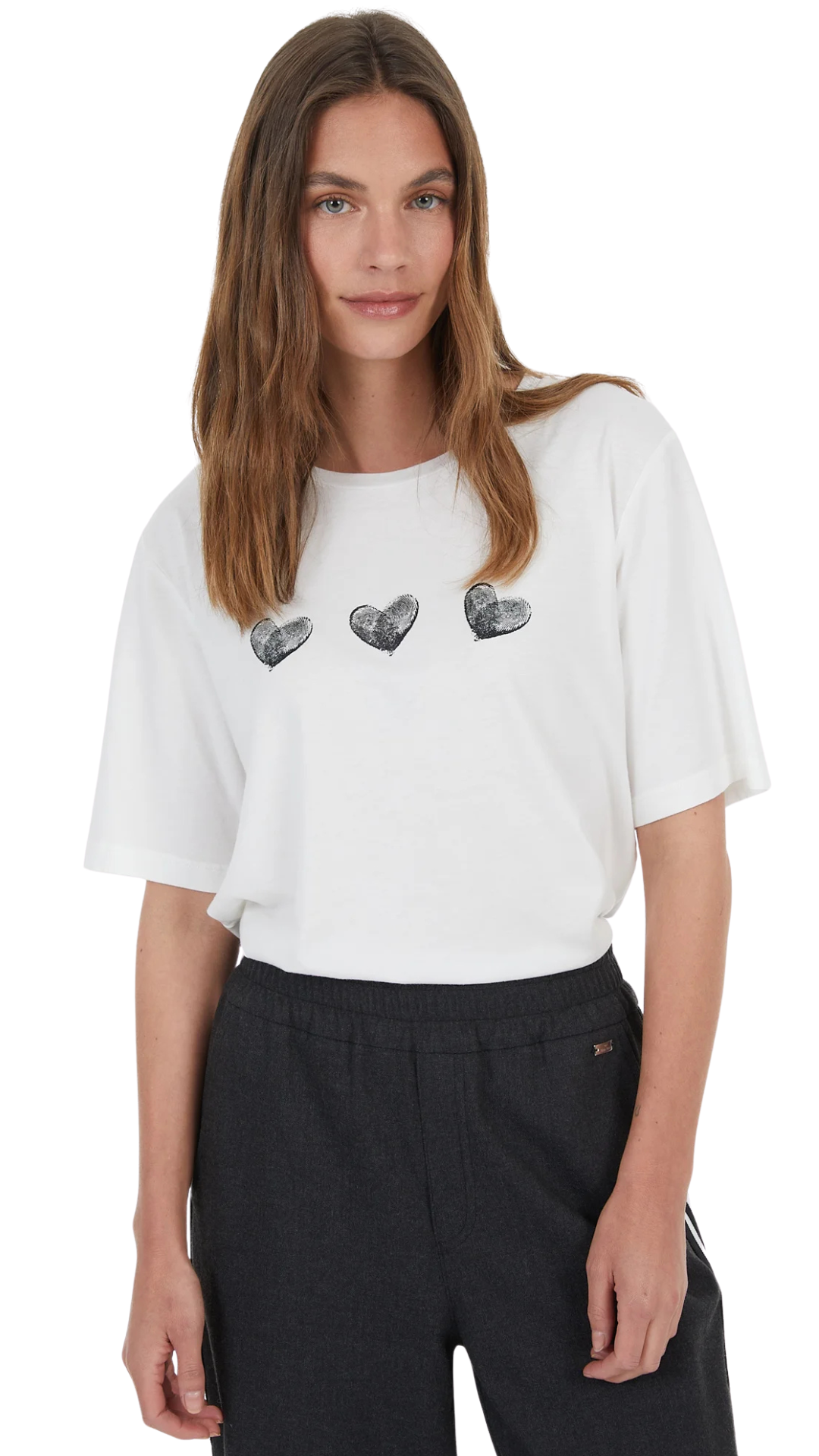 Marc Aurel NEU  T-Shirt mit Herz Print Weiß Nr.7740-7000
