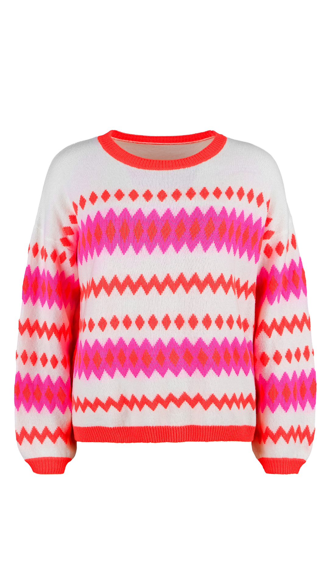 Grace NEU Zacken-Jacquard Pullover Pink-Weiß Nr.436/1319