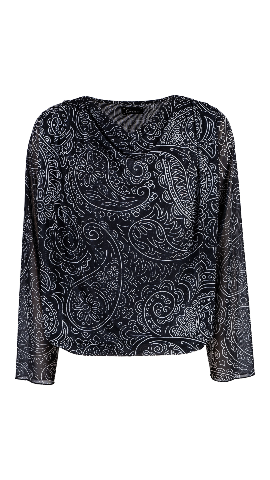 Grace NEU Paisley Mesh Bluse Schwarz Nr.436/2122
