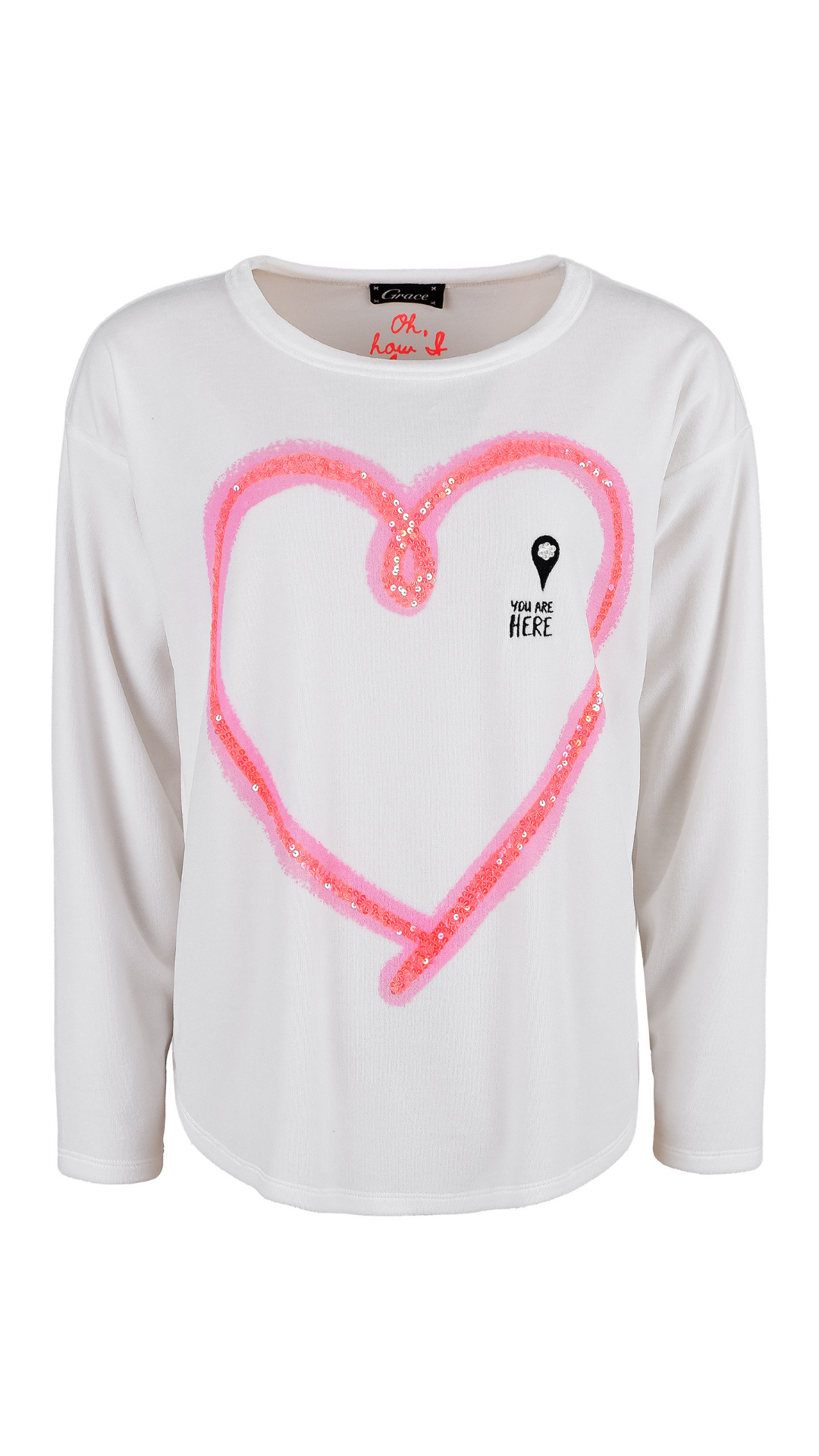 Grace NEU Nicki-Sweatshirt "HEART" Weiß Nr. 436/2333