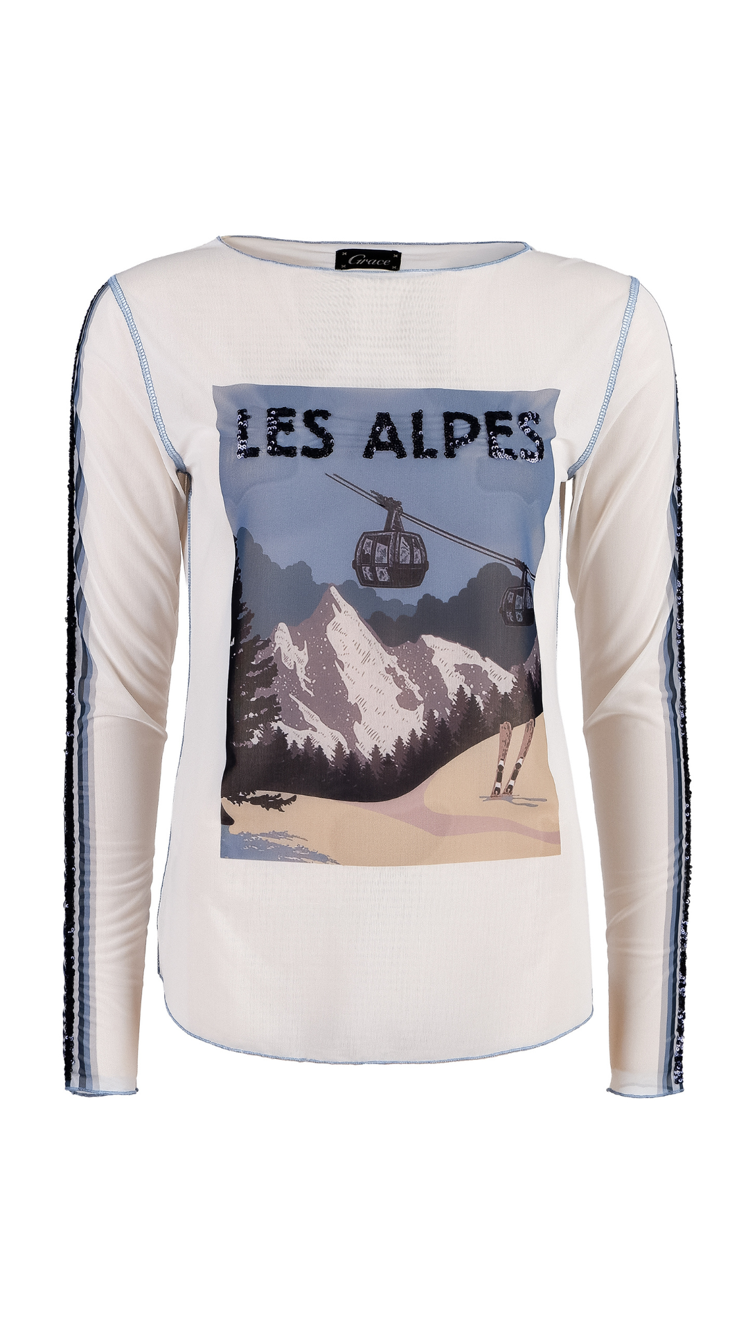 Grace NEU Mesh Sweatshirt "LES ALPES" Weiß Nr.436/2210