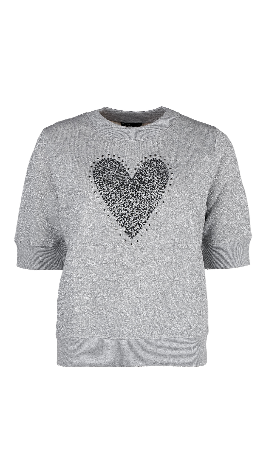 Grace NEU Kurzarm-Pullover mit Herz-Aufdruck Silber Nr.436/2103