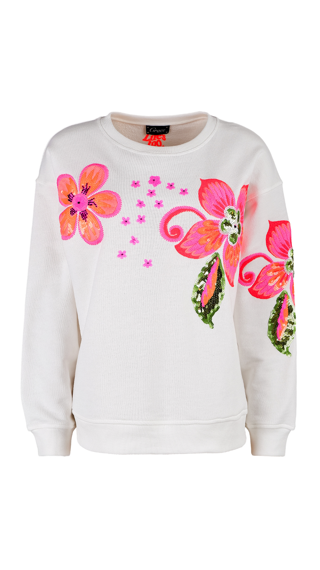 Grace NEU Sweatshirt "Sweat Flower Pailletten" Weiß Nr.436/2324