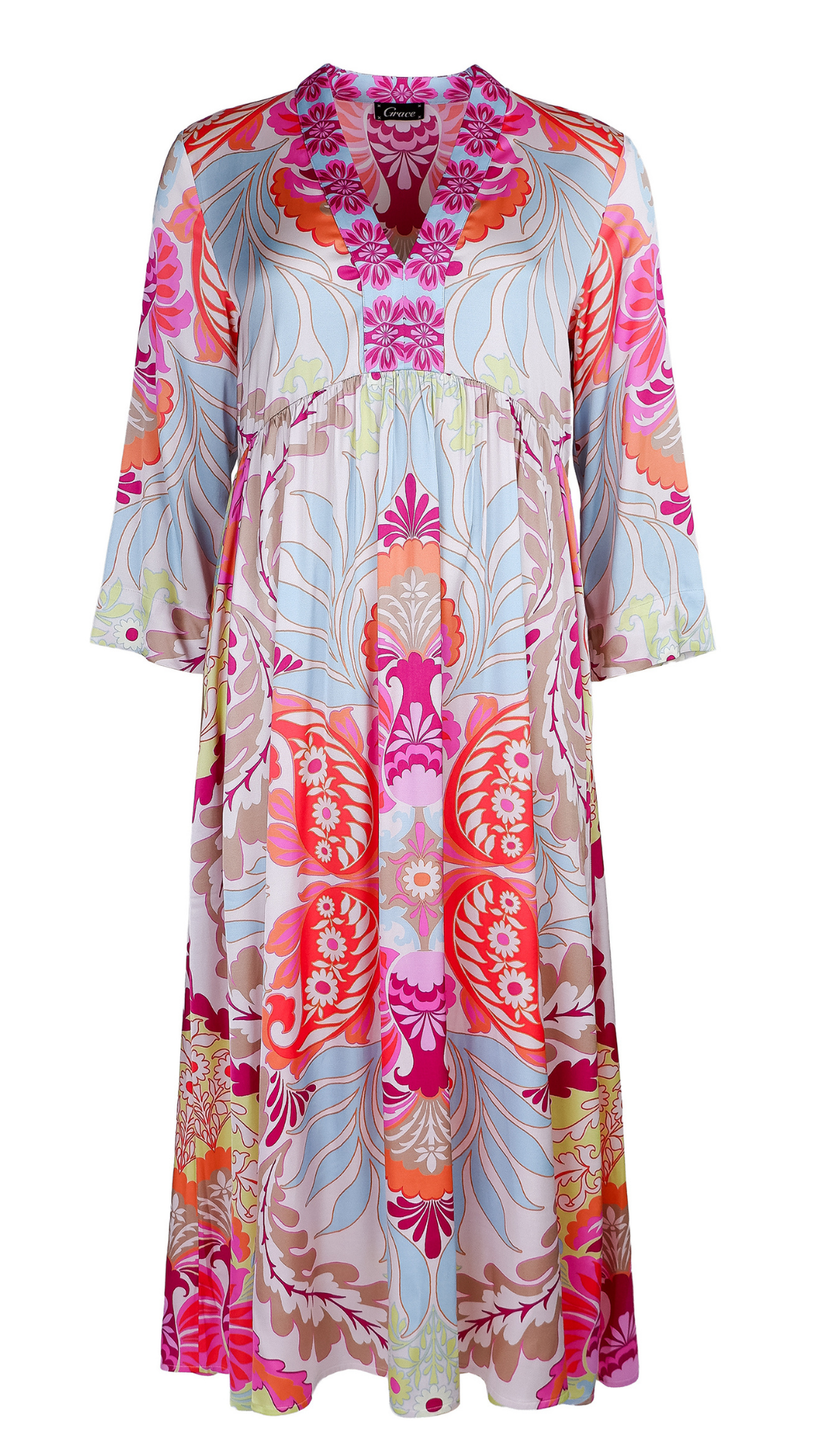 Grace NEU langes Kleid Frühlingsmuster Mehrfarbig Nr.436/3306