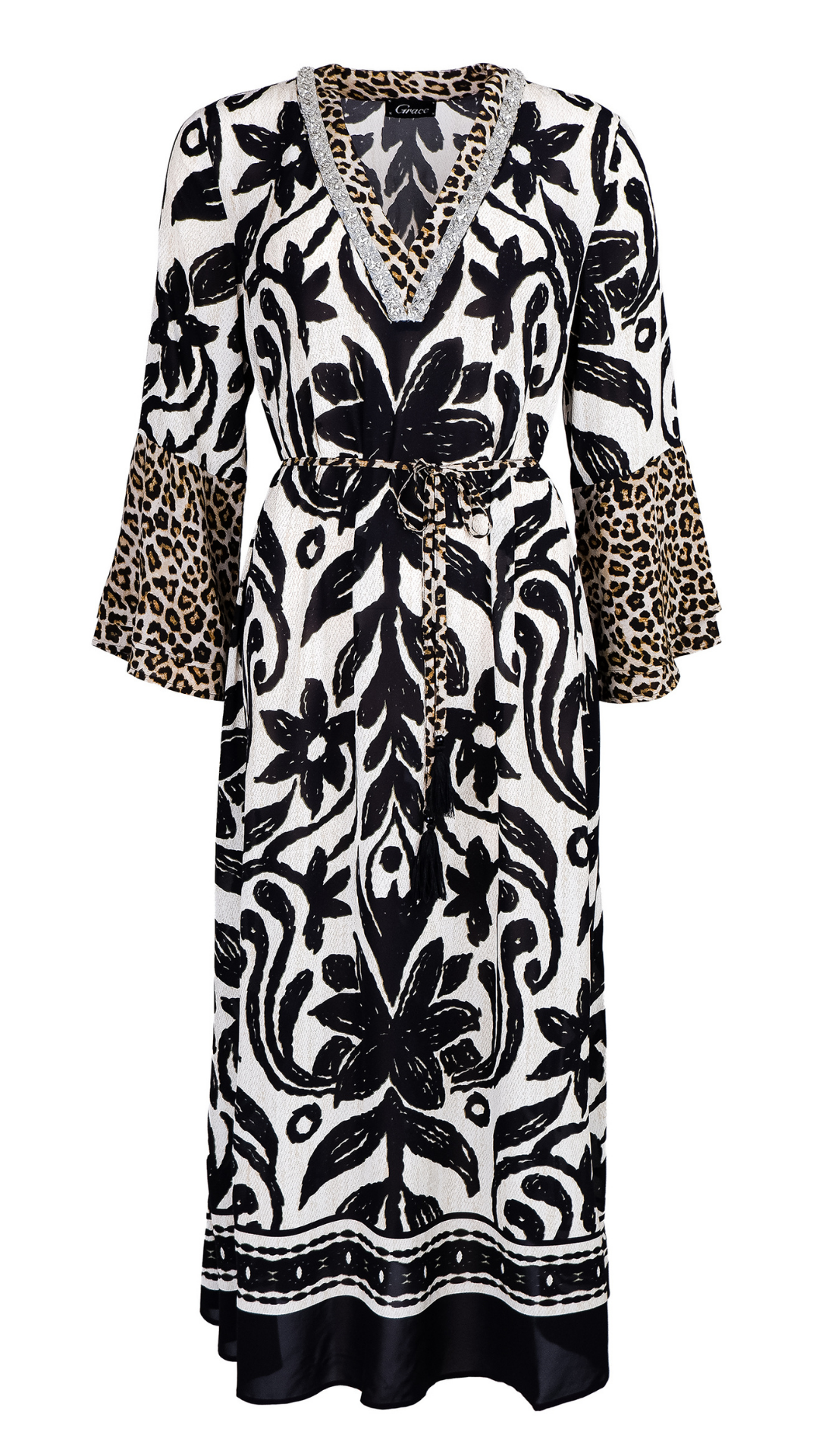 Grace NEU langes Kleid "black&white" Schwarz-Weiß Nr.436/3120