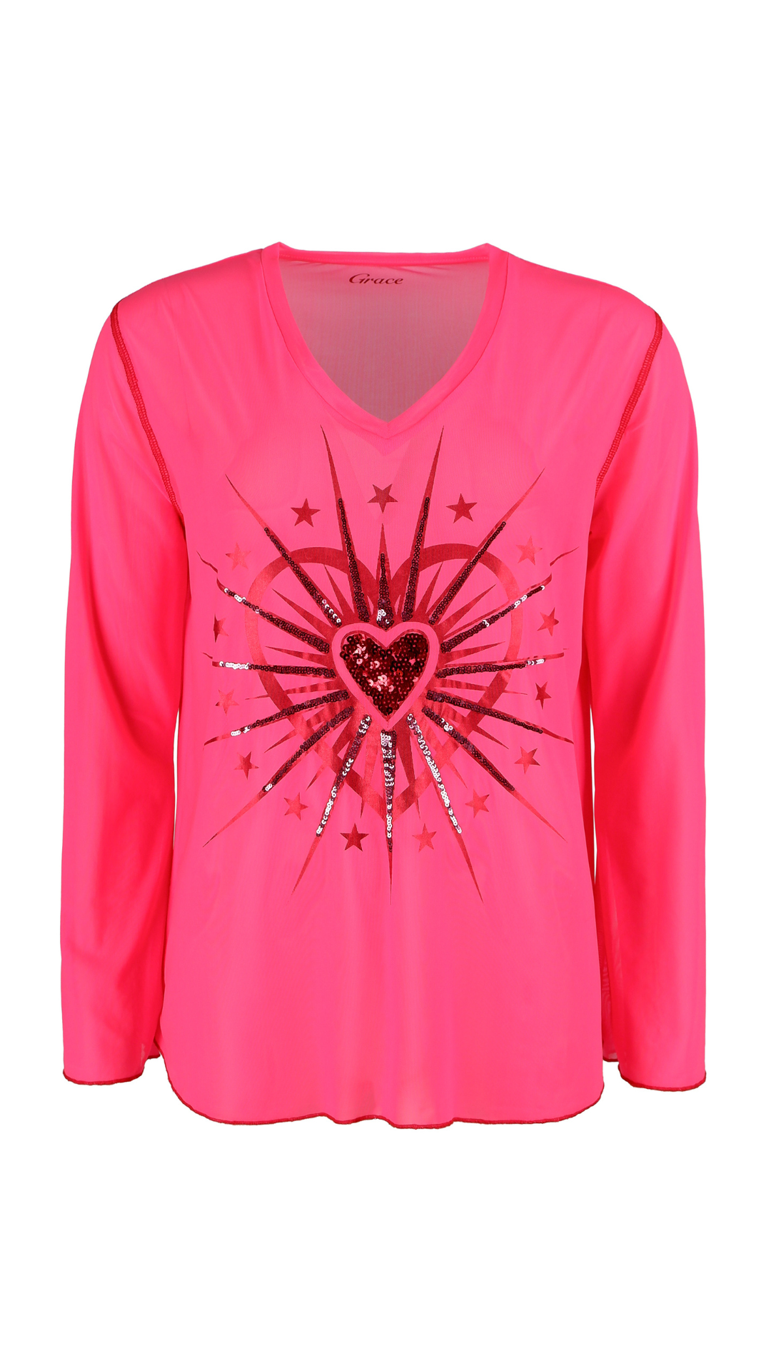 Grace NEU Mesh-Sweatshirt "SHINY HEART" Pink Nr.436/2129